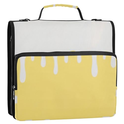 Gelbes Eiscreme-Ordner-Organizer mit 3 Ringen, 3,8 cm, mit Riemen, mehrere Taschen, tragbar, für Zuhause, Reisen, sichere Aufbewahrungstasche für Schule, Gestor de encuadernación de documentos von EtherSpher