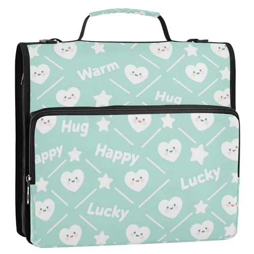 Glücklicher herzförmiger Stern Happy Wihte grün 3,8 cm 3-Ringe Reißverschluss Ordner Organizer mit Schultergurt und Griff inklusive Reißverschlusstasche Dokumenten-Organizer für Büro Schule Paquete de Glücklicher herzförmiger Stern Happy Wihte grün 3,8 cm 3-Ringe Reißverschluss Ordner Organizer mit Schultergurt und Griff inklusive Reißverschlusstasche Dokumenten-Organizer für Büro Schule Paquete de von EtherSpher