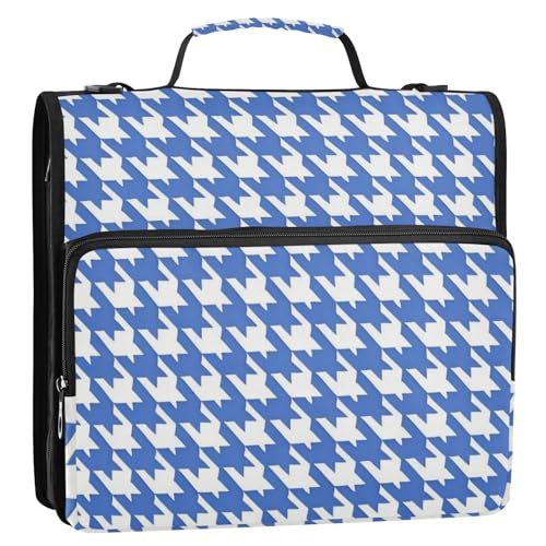 Klassisches blau-weißes Hahnentrittmuster, 1/2er-Pack, Notizbuch, Büroordner, Zubehör, drei Ringe, 3,8 cm mit Klemmbrett (Glückwort) von EtherSpher