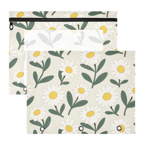 Kosmetiktasche, Mehrzweck-Kunststoff-Aktenordner für A4-Papier, Briefe, 2 Stück, Lehrer, Kunstbedarf, Aufbewahrung, Gänseblümchen, Weiß, Gelb Kosmetiktasche, Mehrzweck-Kunststoff-Aktenordner für A4-Papier, Briefe, 2 Stück, Lehrer, Kunstbedarf, Aufbewahrung, Gänseblümchen, Weiß, Gelb von EtherSpher