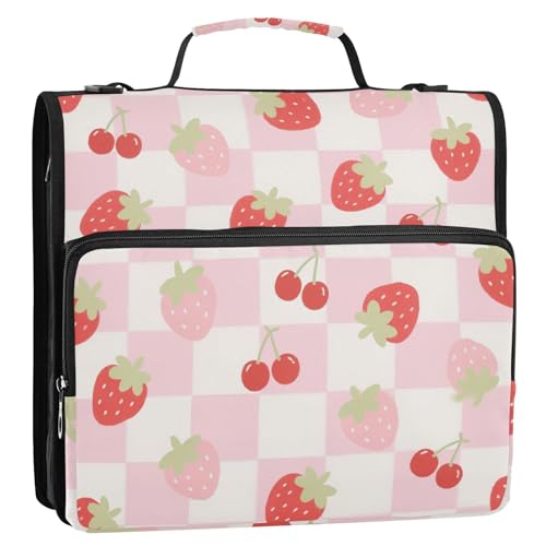 Lovely Red Strawberries Ordner, sortiert, 3 Ringe, 3,5 cm, mit Klemmbrett (Glückswort) von EtherSpher