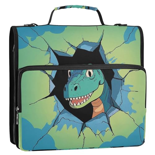 Lustiges Cartoon-Wand-Dinosaurier-Notizbuch, 1/2er-Pack, ästhetischer Ordner, 3 Ringe, 1 und 1/2 Zoll, mit Klemmbrett (Glückwort) von EtherSpher