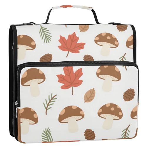 Mappe mit süßem Cartoon-Pilz, 3 Ringe, 3,8 cm, Reißverschluss, mit Riemen, mehrere Taschen, Reißverschluss, Portfolio für Schule/Büro, Organizer de la carpeta Mappe mit süßem Cartoon-Pilz, 3 Ringe, 3,8 cm, Reißverschluss, mit Riemen, mehrere Taschen, Reißverschluss, Portfolio für Schule/Büro, Organizer de la carpeta von EtherSpher