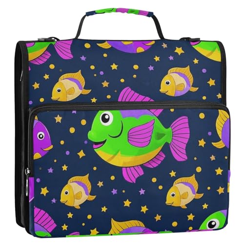 Mardi Gras Karneval Fisch Stern Lila Grün 1/2 Pack Ordner Büro Binder Supplies Runde Ringe 3,5 cm mit Klemmbrett (Glückwort) von EtherSpher