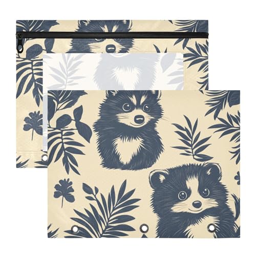 Ordner, stabiler 3-Locher, für A4-Papier, Briefe, 2 Stück, Lehrer, Zuhause, zarter Cartoon-Waschbär-Hund, Beige Ordner, stabiler 3-Locher, für A4-Papier, Briefe, 2 Stück, Lehrer, Zuhause, zarter Cartoon-Waschbär-Hund, Beige von EtherSpher