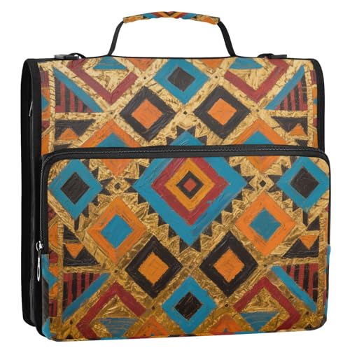 Ordner im Bohemian-Stil, Blau und Gold, 1/2er-Pack, Bürobedarf, 3 Ringe, 3,8 cm, mit Klemmbrett (Glückwort) von EtherSpher