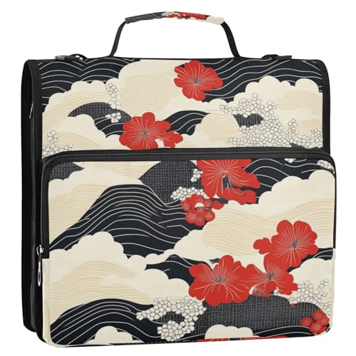 Ordner im japanischen Stil, Wintersweet 1/2er-Pack, Büroordner mit drei Ringen, 3,5 cm mit Klemmbrett (Glückwort) von EtherSpher