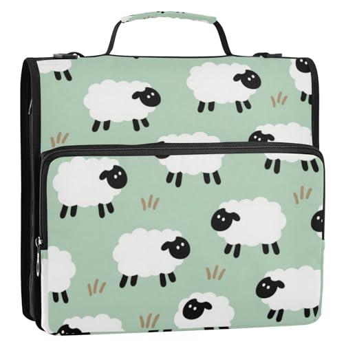 Ordner mit niedlichem Cartoon-Schaf, 3 Ringe, 3,8 cm, mit Reißverschluss und Schultergurt, mehrere Taschen, Schulordner, Organizer, geeignet für Mittelschule, Carpeta con cremallera Ordner mit niedlichem Cartoon-Schaf, 3 Ringe, 3,8 cm, mit Reißverschluss und Schultergurt, mehrere Taschen, Schulordner, Organizer, geeignet für Mittelschule, Carpeta con cremallera von EtherSpher