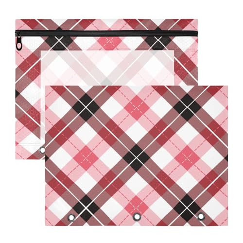 Ordnerhüllen, transparent, 3-fach Locher, für A4-Papier, Briefe, 2 Stück, Lehrer, College, Zubehör, rot-weiß, Büffelkaro Ordnerhüllen, transparent, 3-fach Locher, für A4-Papier, Briefe, 2 Stück, Lehrer, College, Zubehör, rot-weiß, Büffelkaro von EtherSpher