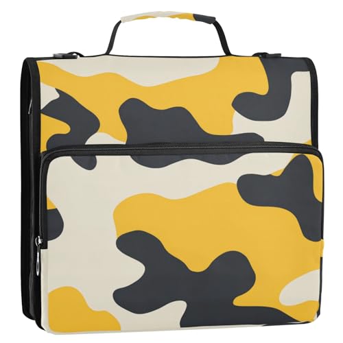 Ordnertasche mit 3 Ringen und Tragegriff und abnehmbarem Schultergurt, inklusive Reißverschlusstasche, Dokumentenmappe, Organizer für Mittelschüler, 3,8 cm, Camouflage, Gelb, Beige, 3,8 cm Ordnertasche mit 3 Ringen und Tragegriff und abnehmbarem Schultergurt, inklusive Reißverschlusstasche, Dokumentenmappe, Organizer für Mittelschüler, 3,8 cm, Camouflage, Gelb, Beige, 3,8 cm von EtherSpher