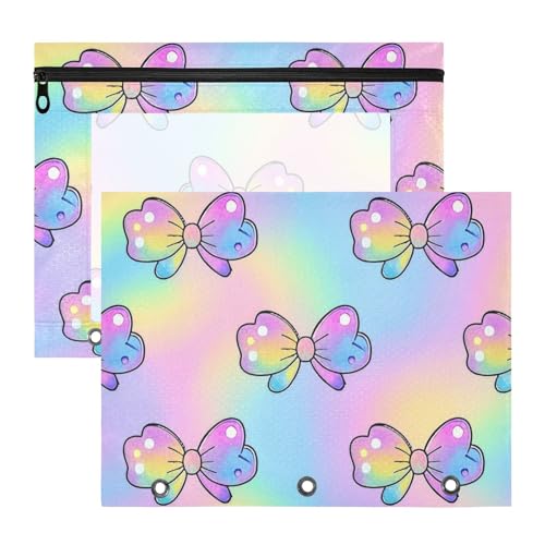 Ordnertaschen, transparent, 3 Löcher, Tasche für 3 Ringe, 2 Stück, Lehrer, Büro, Cartoon, niedliche gepunktete Schleife, bunt Ordnertaschen, transparent, 3 Löcher, Tasche für 3 Ringe, 2 Stück, Lehrer, Büro, Cartoon, niedliche gepunktete Schleife, bunt von EtherSpher