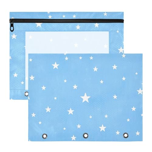Ordnertaschen mit 3 Löchern, Aufbewahrungstasche für 3 Ringe, 2 Stück, Studenten, Klassenzimmer, Kinderstern, Blau von EtherSpher