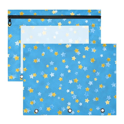 Ordnertaschen mit 3 verstärkten Ösen, 3-Lochung für A4-Papier, Briefe, 2 Stück, für Lehrer, Zuhause, nahtlos, blau, ästhetisch, blau, goldene Sterne Ordnertaschen mit 3 verstärkten Ösen, 3-Lochung für A4-Papier, Briefe, 2 Stück, für Lehrer, Zuhause, nahtlos, blau, ästhetisch, blau, goldene Sterne von EtherSpher