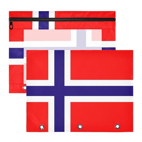 Ordnertaschen mit 3 verstärkten Ösen, Kunststoff-Aktenordner für 3-Ringe, 2 Stück, Lehrer, Büro, Norwegen-Flagge Ordnertaschen mit 3 verstärkten Ösen, Kunststoff-Aktenordner für 3-Ringe, 2 Stück, Lehrer, Büro, Norwegen-Flagge von EtherSpher