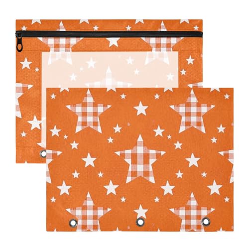 Ordnertaschen mit Reißverschluss, 3 Locher, für A4-Papier, Briefe, 2 Stück, für Lehrer, Schule, Studenten, Lehrerbedarf, Cartoon, Orange, kariert, kariert, Stern Ordnertaschen mit Reißverschluss, 3 Locher, für A4-Papier, Briefe, 2 Stück, für Lehrer, Schule, Studenten, Lehrerbedarf, Cartoon, Orange, kariert, kariert, Stern von EtherSpher
