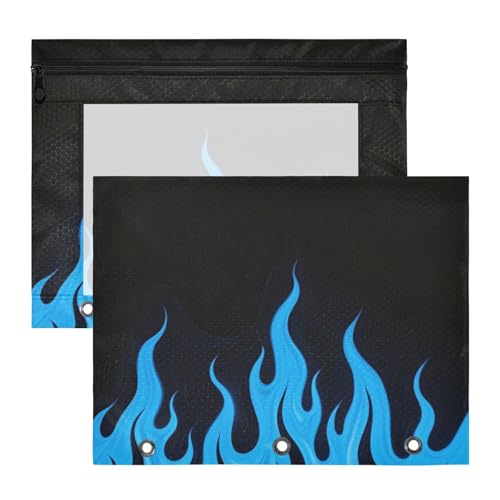 Ordnertaschen mit Sichtfenster für A4-Papier, Briefe, 2 Stück, für Schüler, Schule, Studenten, Lehrerbedarf, schwarz, fluoreszierend, kühles Flammenblau Ordnertaschen mit Sichtfenster für A4-Papier, Briefe, 2 Stück, für Schüler, Schule, Studenten, Lehrerbedarf, schwarz, fluoreszierend, kühles Flammenblau von EtherSpher