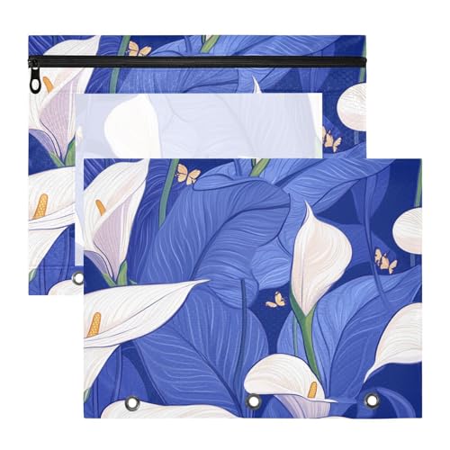 Ordnertaschen mit glatten Reißverschlüssen, Kunststoff-Aktenordner für 3-Ringe, 2 Stück, Studenten, College, Safari, Calla, Lilie, Königsblau Ordnertaschen mit glatten Reißverschlüssen, Kunststoff-Aktenordner für 3-Ringe, 2 Stück, Studenten, College, Safari, Calla, Lilie, Königsblau von EtherSpher