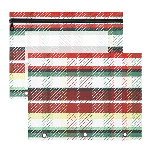 Ordnertaschen mit glatten Reißverschlüssen, Kunststoff-Aktenordner für A4-Papier, Briefe, 2 Stück, Studenten, College-Zubehör, Frohe Weihnachten, rot und grün kariert Ordnertaschen mit glatten Reißverschlüssen, Kunststoff-Aktenordner für A4-Papier, Briefe, 2 Stück, Studenten, College-Zubehör, Frohe Weihnachten, rot und grün kariert von EtherSpher