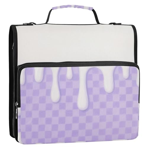 Organizer mit Griff und abnehmbarem Schultergurt, wasserdicht, geeignet für Mittelschule, Organisatoren, 3,8 cm, Eiscreme-kariert, 3,8 cm, Violett von EtherSpher