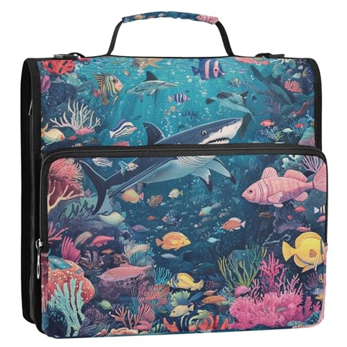 Organizer mit Meeresmotiven, 3,8 cm, 3 Ringe, Organizer mit Griff, für Dokumente, Akten, Aufbewahrungstasche, geeignet für Mittelschule, Bolsa de almacenamiento de archivos von EtherSpher