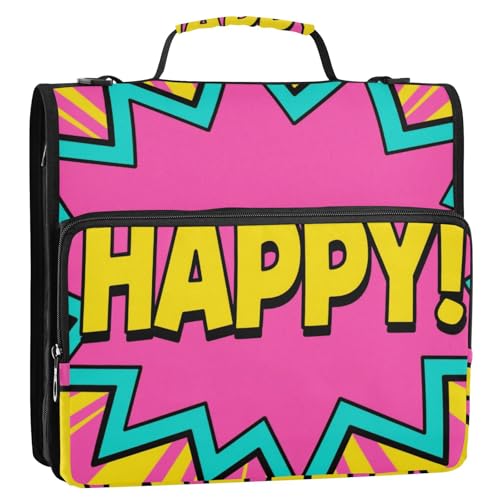 Pink Explosion Happy 1/2 Stück Ordner Büro Ordner Drei Ringe 3,8 cm mit Klemmbrett (Luckyword) von EtherSpher