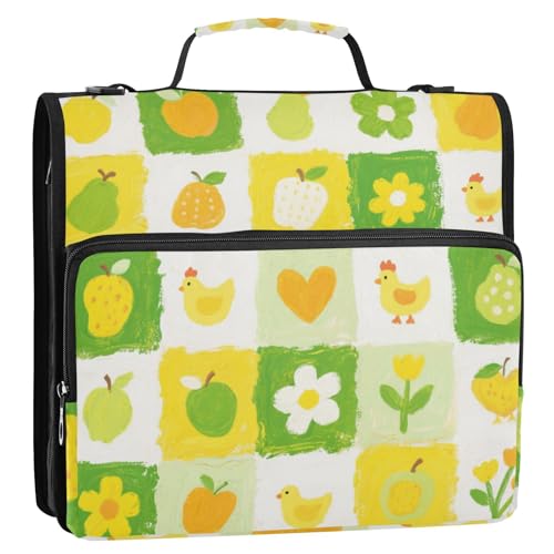 Ringbuch-Organizer mit 3 Ringen, 3,8 cm, Gelb-Grün, mit Riemen, mehrere Taschen, Schulordner, Organizer für Mittelschüler, Organisadores de Carteras von EtherSpher