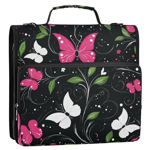Ringbuch-Organizer mit 3 Ringen, mit Schultergurt und Griff, mehrere Taschen, tragbares Portfolio für Büro, Schule, Clip de Cremallera Resistente von EtherSpher