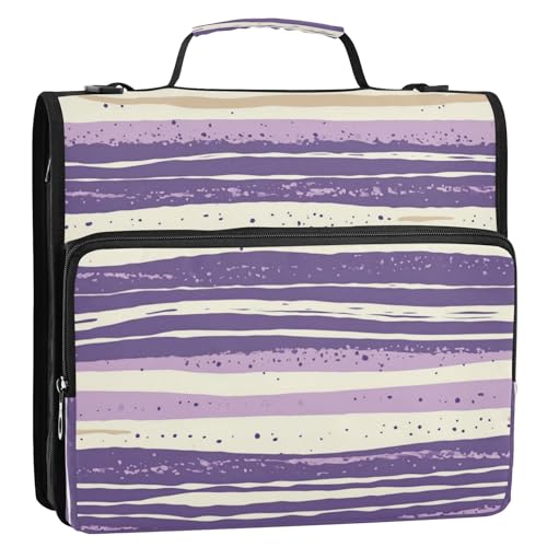 Ringbuch mit 3 Ringen, 3 Ringe, mit Reißverschluss, mehrere Taschen, tragbar, für Zuhause, Reisen, sichere Aufbewahrungstasche für Schule/Büro, Lavendel, Lila, Elfenbein, Weiß, 3,8 cm von EtherSpher