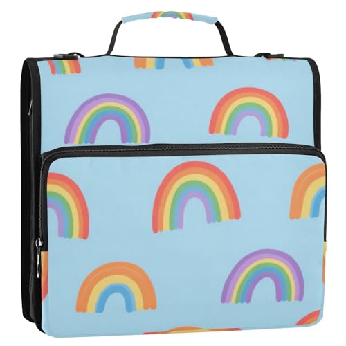 Ringbuch mit 3 Ringen, mit Reißverschluss, Schultergurt und Griff, mehrere Taschen, Reißverschluss, Portfolio für Büro, Schule, Bolsa de Cremallera, Regenbogenblau, 3,8 cm Ringbuch mit 3 Ringen, mit Reißverschluss, Schultergurt und Griff, mehrere Taschen, Reißverschluss, Portfolio für Büro, Schule, Bolsa de Cremallera, Regenbogenblau, 3,8 cm von EtherSpher