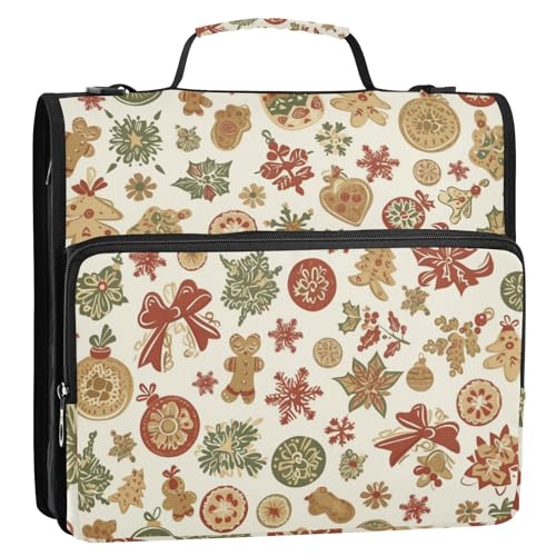 Ringbuch mit Weihnachtsschleife und Schneeflocke, 3,8 cm, mit extra Taschen und Gurt, einfach zu transportieren, Schulbedarf, Organizer für Mittelschule, Cremallera de carpeta von EtherSpher