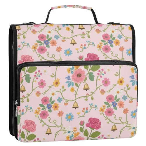 Sommerblumen, schöne 3-Ringe, stabiler Reißverschluss, Ordner mit Riemen, wasserdicht, Portfolio-Organizer für Mittelschüler, Carpeta del organizador Sommerblumen, schöne 3-Ringe, stabiler Reißverschluss, Ordner mit Riemen, wasserdicht, Portfolio-Organizer für Mittelschüler, Carpeta del organizador von EtherSpher