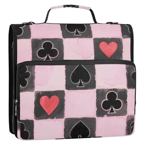 Spades Büroordner mit Griff, 3 Ringe, 3 Ringe, schwarz und rosa, 3,8 cm, Dokumentenordner, Organizer, geeignet für Mittelschule, Bolsa de Cremallera von EtherSpher