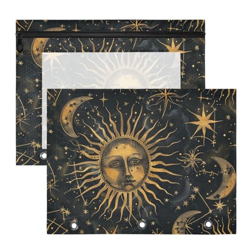 Stiftehalter mit 3 Löchern, für A4-Papier, Briefe, 2 Stück, Lehrer, Kunstbedarf, Aufbewahrung, mystische goldene Sonne, Mond Stiftehalter mit 3 Löchern, für A4-Papier, Briefe, 2 Stück, Lehrer, Kunstbedarf, Aufbewahrung, mystische goldene Sonne, Mond von EtherSpher