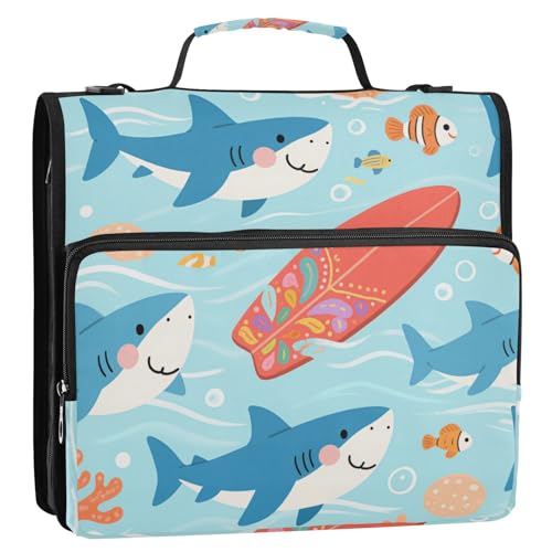 Süßer Cartoon-Ordner mit blauem Hai, 1/2er-Pack, sortiert, 3 Ringe, 3,8 cm, mit Taschen Süßer Cartoon-Ordner mit blauem Hai, 1/2er-Pack, sortiert, 3 Ringe, 3,8 cm, mit Taschen von EtherSpher