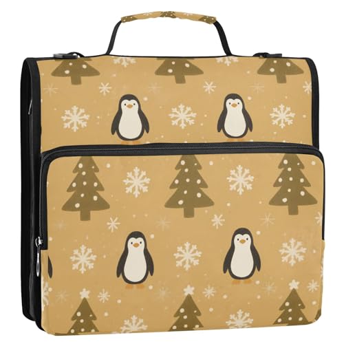 Süßer Cartoon-Pinguin, 3 Ringe, 3,8 cm, Reißverschluss, Ordner mit Griff, Laege Kapazität, Schulbedarf, Organizer für Schule, Clip de Cremallera escolar von EtherSpher