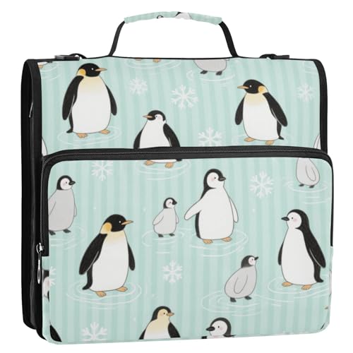 Süßer Pinguin- und Schneeflocken-Ringordner mit 3 Ringen, Grün, mit extra Taschen und Schultergurt, inklusive Reißverschlusstasche, Schulordner, Organizer für Schule/Büro, Clip de Cremallera Süßer Pinguin- und Schneeflocken-Ringordner mit 3 Ringen, Grün, mit extra Taschen und Schultergurt, inklusive Reißverschlusstasche, Schulordner, Organizer für Schule/Büro, Clip de Cremallera von EtherSpher