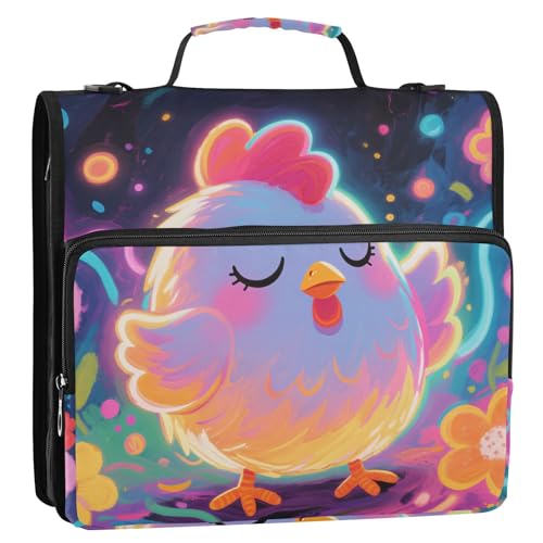 Süßes Cartoon-Mappe mit 3 Ringen, 3 Ringe, 3,8 cm, mit extra Taschen mit Griff und abnehmbarem Schultergurt, mehrere Taschen, Reißverschluss, Portfolio für Mittelschule, Cartera con Cremallera von EtherSpher