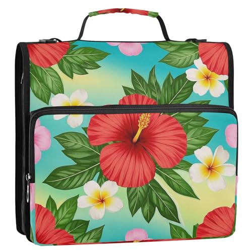 Summer Plumeria Hibiskusblume, 3 Ringe, stabiler Reißverschluss, Ordner mit Griff, mehrere Taschen, Dokumentenmappe, Organizer für Mittelschule, Carpeta con cremallera Summer Plumeria Hibiskusblume, 3 Ringe, stabiler Reißverschluss, Ordner mit Griff, mehrere Taschen, Dokumentenmappe, Organizer für Mittelschule, Carpeta con cremallera von EtherSpher