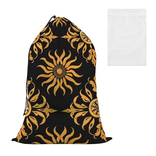 Sun Wäschesack mit geometrischem Muster, goldfarben, schwarz, dekorativ, groß, Netzstoff, Wäschesäcke, Set für Studentenwohnheim oder Reisen, waschbar, Bolsa para ropa de lavanderia Sun Wäschesack mit geometrischem Muster, goldfarben, schwarz, dekorativ, groß, Netzstoff, Wäschesäcke, Set für Studentenwohnheim oder Reisen, waschbar, Bolsa para ropa de lavanderia von EtherSpher