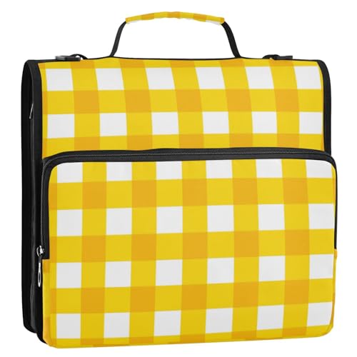 Valentine Plaids kariertes Safari-Ordner mit 3 Ringen, 3,8 cm, mit extra Taschen mit Griff, mehrere Taschen, Dokumentenmappe, Organizer für Mittelschule, Clip de Cremallera escolar von EtherSpher