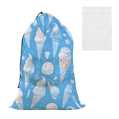 Wäschesack mit Netz-Wäschesammler, Motiv: Cartoon-Eiscreme, elektrisch, blau, dekorativ, mit Netzstoff, einfach zu montieren, waschbar, Bolsa para ropa sucia para lavandería Wäschesack mit Netz-Wäschesammler, Motiv: Cartoon-Eiscreme, elektrisch, blau, dekorativ, mit Netzstoff, einfach zu montieren, waschbar, Bolsa para ropa sucia para lavandería von EtherSpher