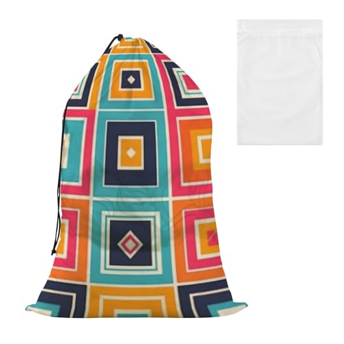 Wäschesammler mit geometrischem buntem Karomuster, dekorativ, extra groß, mit Netzstoff, Wäschesammler-Set für Wäschekorb oder Körbe, Kordelzug-Verschluss, Bolsas Para Wäsche Wäschesammler mit geometrischem buntem Karomuster, dekorativ, extra groß, mit Netzstoff, Wäschesammler-Set für Wäschekorb oder Körbe, Kordelzug-Verschluss, Bolsas Para Wäsche von EtherSpher