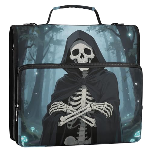 Weißer Totenkopf an Halloween, 1/2 Packungen, ästhetische Ordner, runde Ringe, 3,8 cm mit Taschen (Glückwort) von EtherSpher