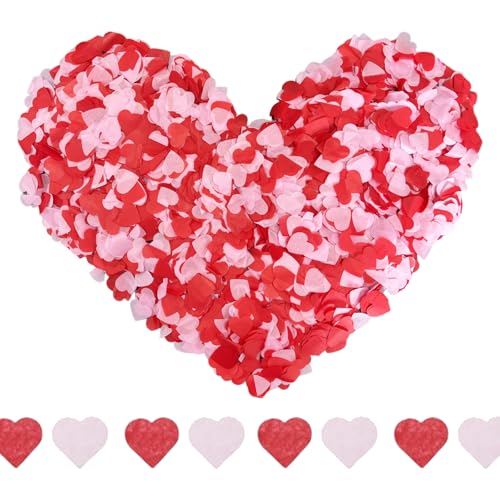 Biologisch abbaubares Konfetti - 10.000 Stück (80g) Rosa & Rot Herz Konfetti für Hochzeit Tischdeko Umweltfreundliche Tischstreuung von Ethlomoer