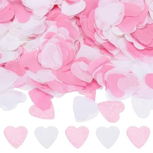 Biologisch abbaubares Konfetti Hochzeit - 50g (5000pcs) Herzförmiges Papierkonfetti in Rosa & Weiß für Hochzeit & Feiern von Ethlomoer