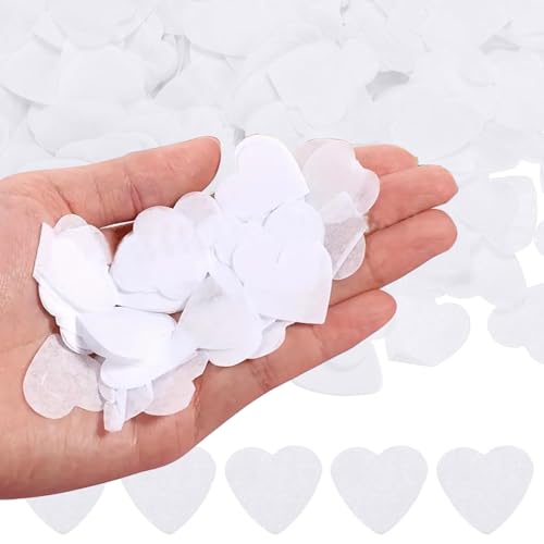 Biologisch abbaubares Konfetti Hochzeit - Weißes Papier Konfetti Herzen 50g (5000 Stück) - Umweltfreundlich Herzform für Hochzeiten & Feiern von Ethlomoer