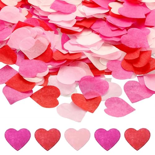 Biologisch abbaubares Konfetti Hochzeit & Feiern – 50 g (5000 Stück) herzförmiges Papierkonfetti in romantischem Rosa, Rot, Rosenrot von Ethlomoer