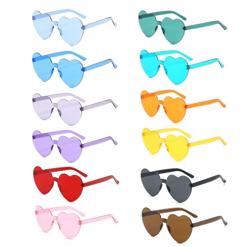 Ethlomoer 12 Farben randlose Herz Sonnenbrille Multipack - Funky Sonnenbrille & Partybrille für alle Altersgruppen, Festival Zubehör Ethlomoer 12 Farben randlose Herz Sonnenbrille Multipack - Funky Sonnenbrille & Partybrille für alle Altersgruppen, Festival Zubehör von Ethlomoer