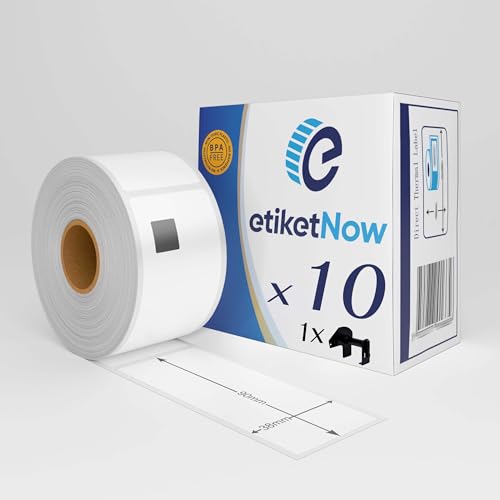 EtiketNow - 10 Rollen Brother DK-11208 kompatiblen Etiketten, 400 Etiketten, 38 mm x 90 mm, Permanent, Weiß, mit wiederverwendbarem Halter EtiketNow - 10 Rollen Brother DK-11208 kompatiblen Etiketten, 400 Etiketten, 38 mm x 90 mm, Permanent, Weiß, mit wiederverwendbarem Halter von EtiketNow