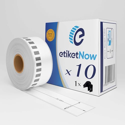 EtiketNow - 10 Rollen Brother DK-22210 kompatible Etiketten, Endlosetikett, 29 mm x 30,48 m, Permanent, Weiß, mit wiederverwendbarem Halter EtiketNow - 10 Rollen Brother DK-22210 kompatible Etiketten, Endlosetikett, 29 mm x 30,48 m, Permanent, Weiß, mit wiederverwendbarem Halter von EtiketNow